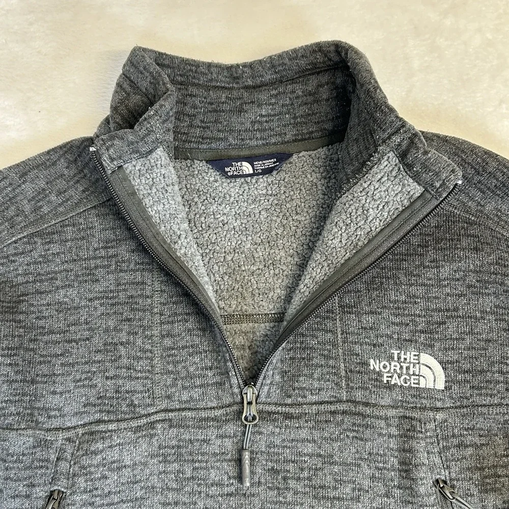 The North Face Gordon Lyons Sweater Mens Large Fleece 1/4 Zip Pullover Grey Sz L